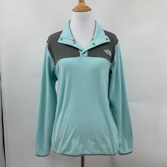 The North Face Jacket Girls XL Extra Large Seafoam Fleece Snap Button Pullover - Picture 2 of 12